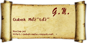 Gubek Máté névjegykártya